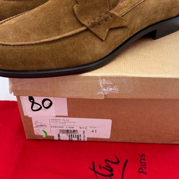 Men's Christian Louboutin penny loafers , Brown Rhea Suede . Size 41 - Picture 4 of 9
